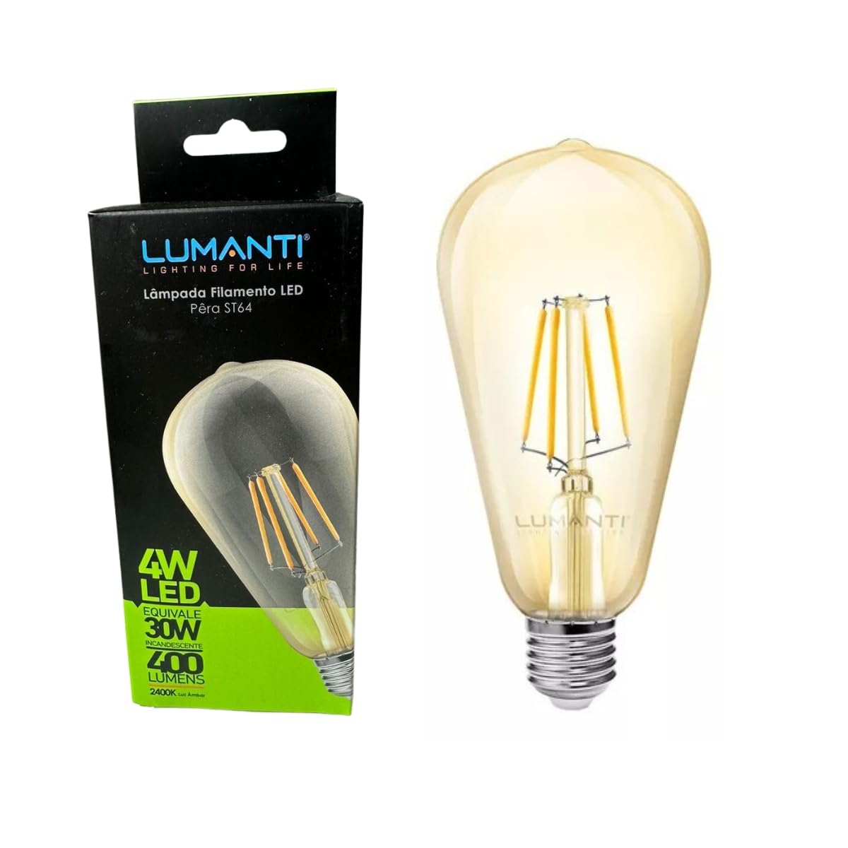 LÂMPADA VINTAGE FILAMENTO LED PÊRA ST64 | 4W | 2400K | AUTOVOLT